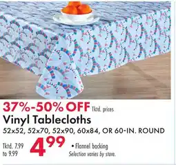 Boscov's Vinyl Tablecloths offer