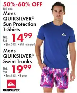 Boscov's Mens QUIKSILVER Sun Protection T-Shirts offer