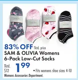 Boscov's SAM & OLIVIA Womens 6-Pack Low-Cut Socks offer
