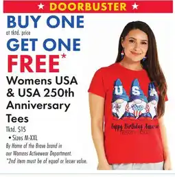 Boscov's Womens USA & USA 250th Anniversary Tees offer