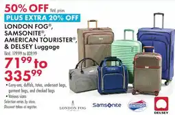 Boscov's LONDON FOG , SAMSONITE , AMERICAN TOURISTER , & DELSEY Luggage offer