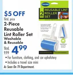 Boscov's 2-Piece Reusable Lint Roller Set Washable & Reusable offer