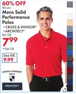 Boscov's Mens Solid Performance Polos offer