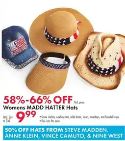 Boscov's Womens MADD HATTER Hats offer