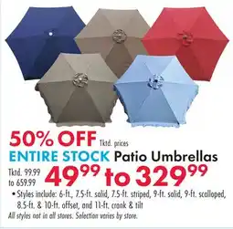 Boscov's ENTIRE STOCK Patio Umbrellas offer