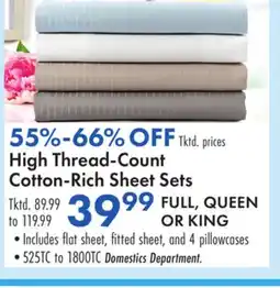 Boscov's High Thread-Count Cotton-Rich Sheet Sets FULL, QUEEN OR KING offer