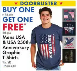 Boscov's Mens USA & USA 250th Anniversary Graphic T-shirt offer