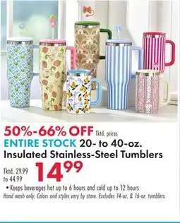 Boscov's ENTIRE STOCK 20-to 40-oz. Insulated Stainless-Steel Tumblers offer