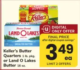 ACME Keller's Butter Quarters 1 lb. pkg. or Land O Lakes Butter 16 oz offer