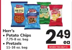 ACME Herr's Potato Chips 7.75-8 oz. bag Pretzels 11-16 oz. bag offer