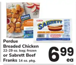 ACME Perdue Breaded Chicken 22-29 oz. bag frozen or Sabrett Beef Franks 14 oz. pkg offer