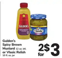 ACME Gulden's Spicy Brown Mustard 12 oz. btl. or Vlasic Relish 10 fl. oz. jar offer