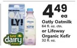 ACME Oatly Oatmilk 64 fl. oz. ctn. or Lifeway Organic Kefir 32 fl. oz offer