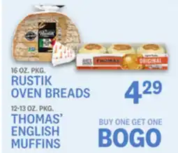 Kings Food Markets 16 OZ. PKG. RUSTIK OVEN BREADS 12-13 OZ. PKG. THOMAS' ENGLISH MUFFINS offer