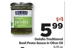 Weis Markets Delallo Traditional Basil Pesto Sauce in Olive Oil offer