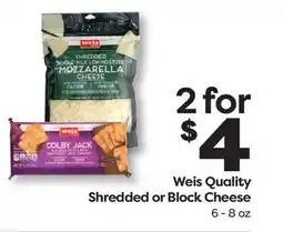 Weis Markets Weis Quality Shredded or Block Cheese offer
