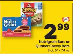 Weis Markets Nutrigrain Bars or Quaker Chewy Bars offer