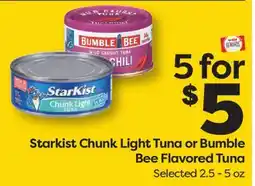 Weis Markets Starkist Chunk Light Tuna or Bumble Bee Flavored Tuna offer
