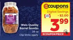 Weis Markets Weis Quality Barrel Snacks offer