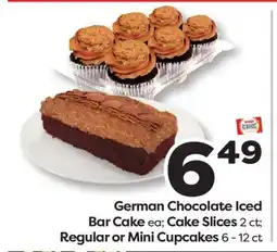 Weis Markets German Chocolate Iced Bar Cake Cake Slices Regular or Mini Cupcakes offer