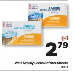 Weis Markets Weis Simply Great Softner Sheets offer