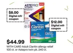 CVS Adult Claritin allergy relief 100 ct. or Astepro twin pk. 240 ct offer