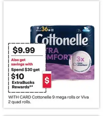 CVS Cottonelle 9 mega rolls or Viva 2 quad rolls offer