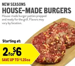 New Seasons Market New seasons house-made burgers offer