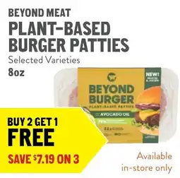 New Seasons Market Beyond meat plant-based burger patties offer