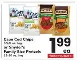 Safeway Cape Cod Chips or Snyder's Family Size Pretzels offer
