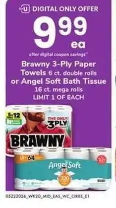 Safeway Brawny 3-Ply Paper Towels or Angel Soft Bath Tissue offer