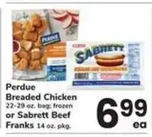 Safeway Perdue Breaded Chicken or Sabrett Beef Franks offer