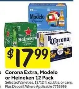 Stop&Shop Corona Extra, Modelo or Heineken 12 Pack offer