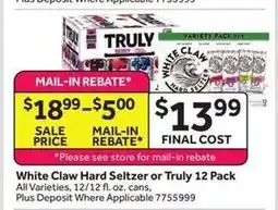 Stop&Shop White Claw Hard Seltzer or Truly 12 Pack offer
