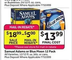 Stop&Shop Samuel Adams or Blue Moon 12 Pack offer