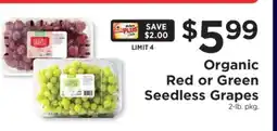 ShopRite Organic Red or Green Seedless Grapes offer