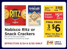 ShopRite Nabisco Ritz or Snack Crackers offer