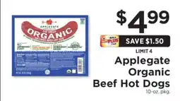 ShopRite Applegate Organic Beef Hot Dogs offer