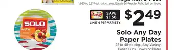 ShopRite Solo Any Day Paper Plates offer