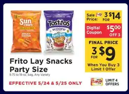 ShopRite Frito Lay Snacks Party Size offer