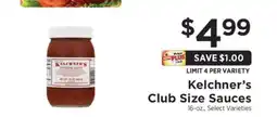 ShopRite Kelchner’s Club Size Sauces offer