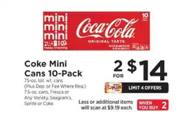ShopRite Coke Mini Cans 10-Pack offer
