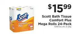 ShopRite Scott Bath Tissue Comfort Plus Mega Rolls 24-Pack offer