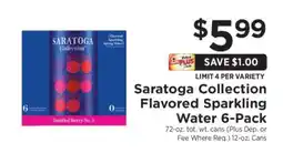 ShopRite Saratoga Collection Flavored Sparkling Water 6-Pack offer