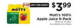 ShopRite Mott's 100% Apple Juice 6-Pack offer