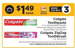 ShopRite Colgate Toothpaste / Colgate ZigZag Toothbrush offer