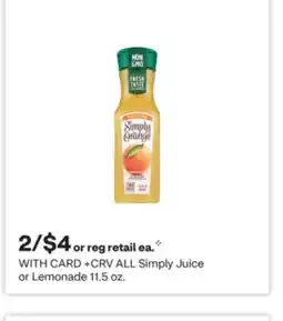 CVS ALL Simply Juice or Lemonade offer
