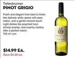 Bristol Farms Tiefenbrunner PINOT GRIGIO offer