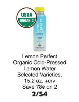 Bristol Farms Lemon Perfect Organic Cold-Pressed Lemon Water offer