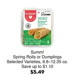 Bristol Farms Summ! Spring Rolls or Dumplings offer